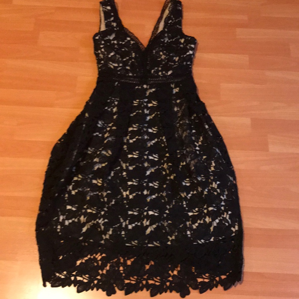 Black crochet overlay Romeo & Juliet couture medium dress whimsygoth